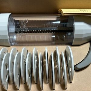 Pampered Chef Cookie Press with Gray Handle and White Discs
